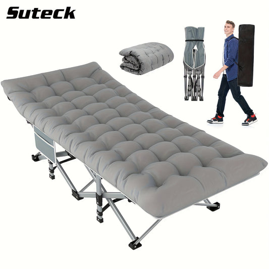 SUTECK Folding Camping Cot W/Mattress, Sleeping For Adults, Portable Travel Camp Cot Bed/Carry Bag