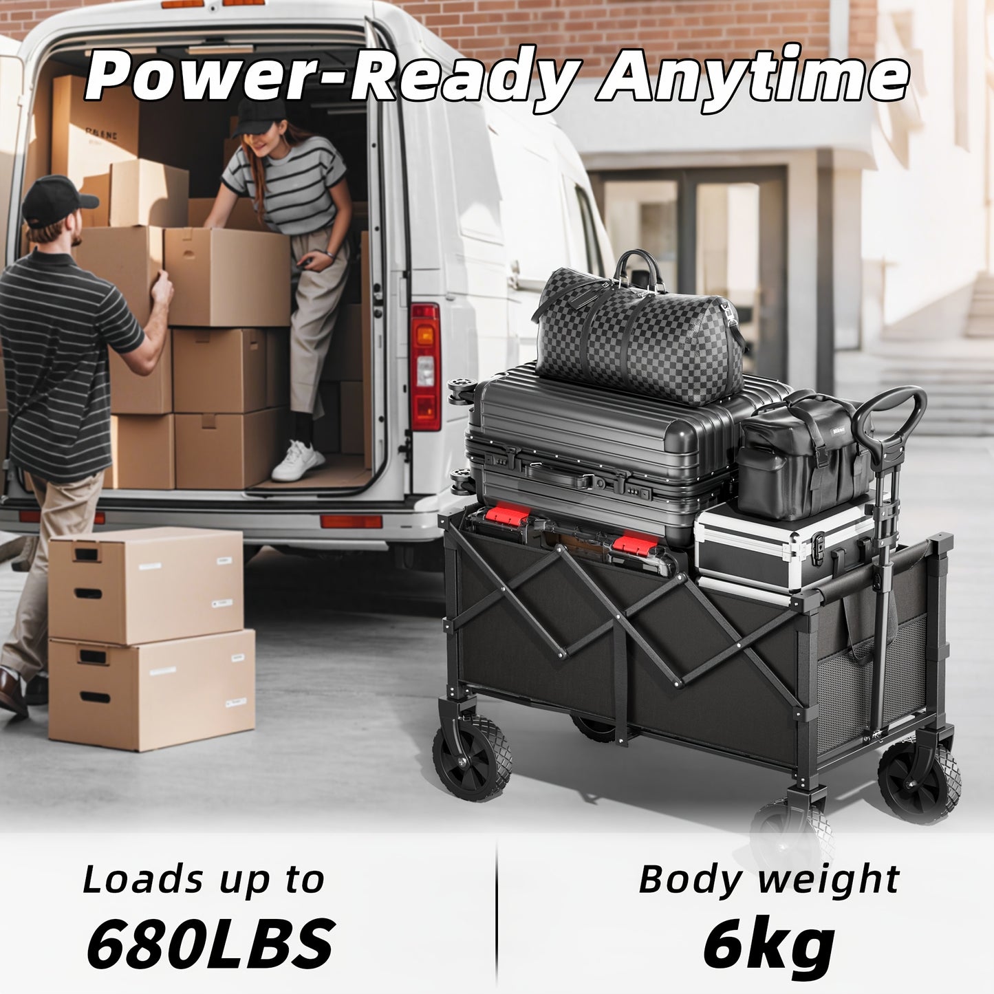 Heavy Duty Collapsible Cart With All Terrain Tires, Strong Load Bearing, Iron Frame, Track And Field