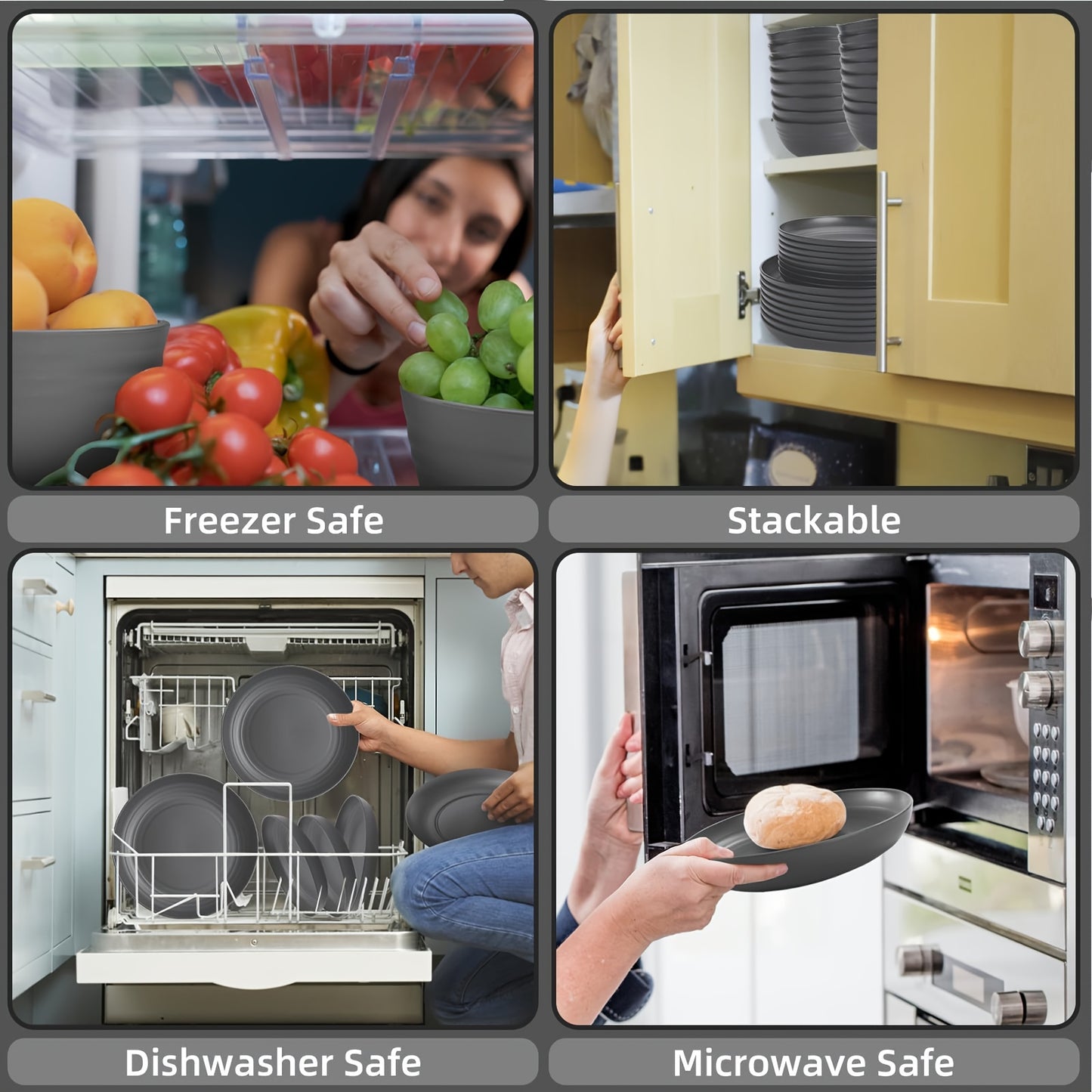 16/17/32pcs Kitchen Dinnerware Set Made from Wheat Straw, 4 Or 8 People. Unbreakable Modern Dishes