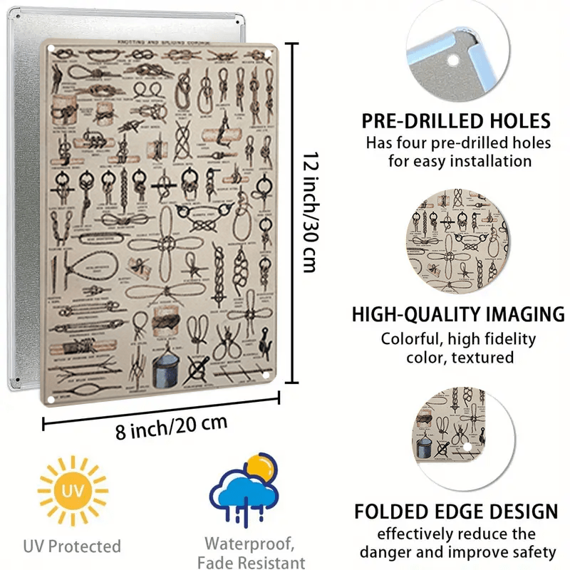 Knotting & Splicing Cordage Art Print- Alphabet Themed, Frameless Aluminum Wall Decor