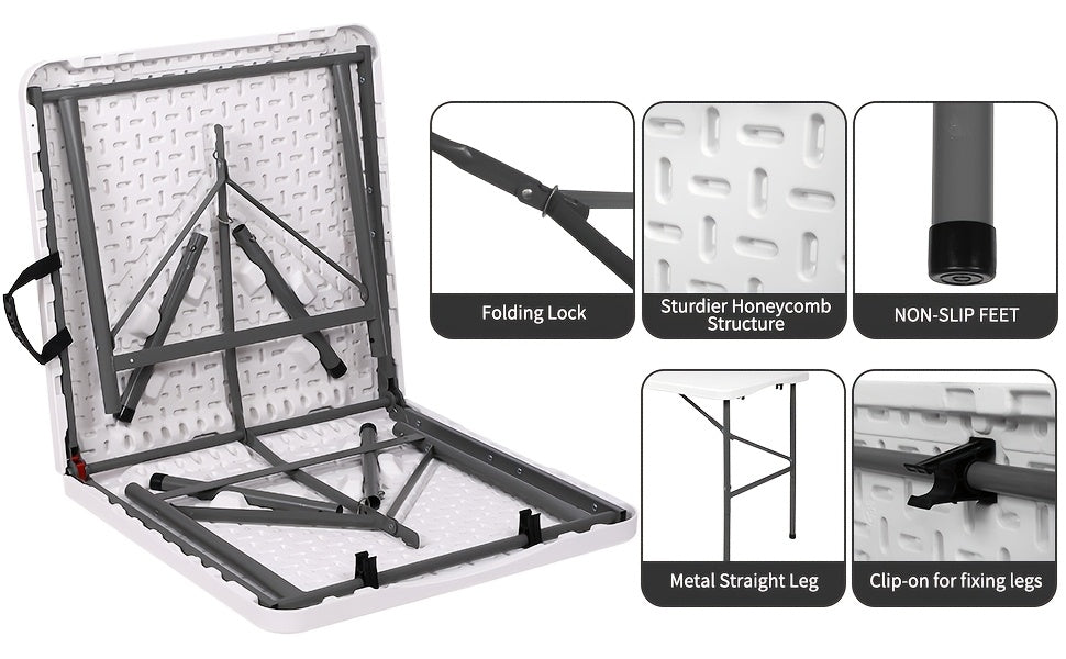[Portable Folding Table] Portable 4ft/6ft Plastic Folding Table - White Dining Table
