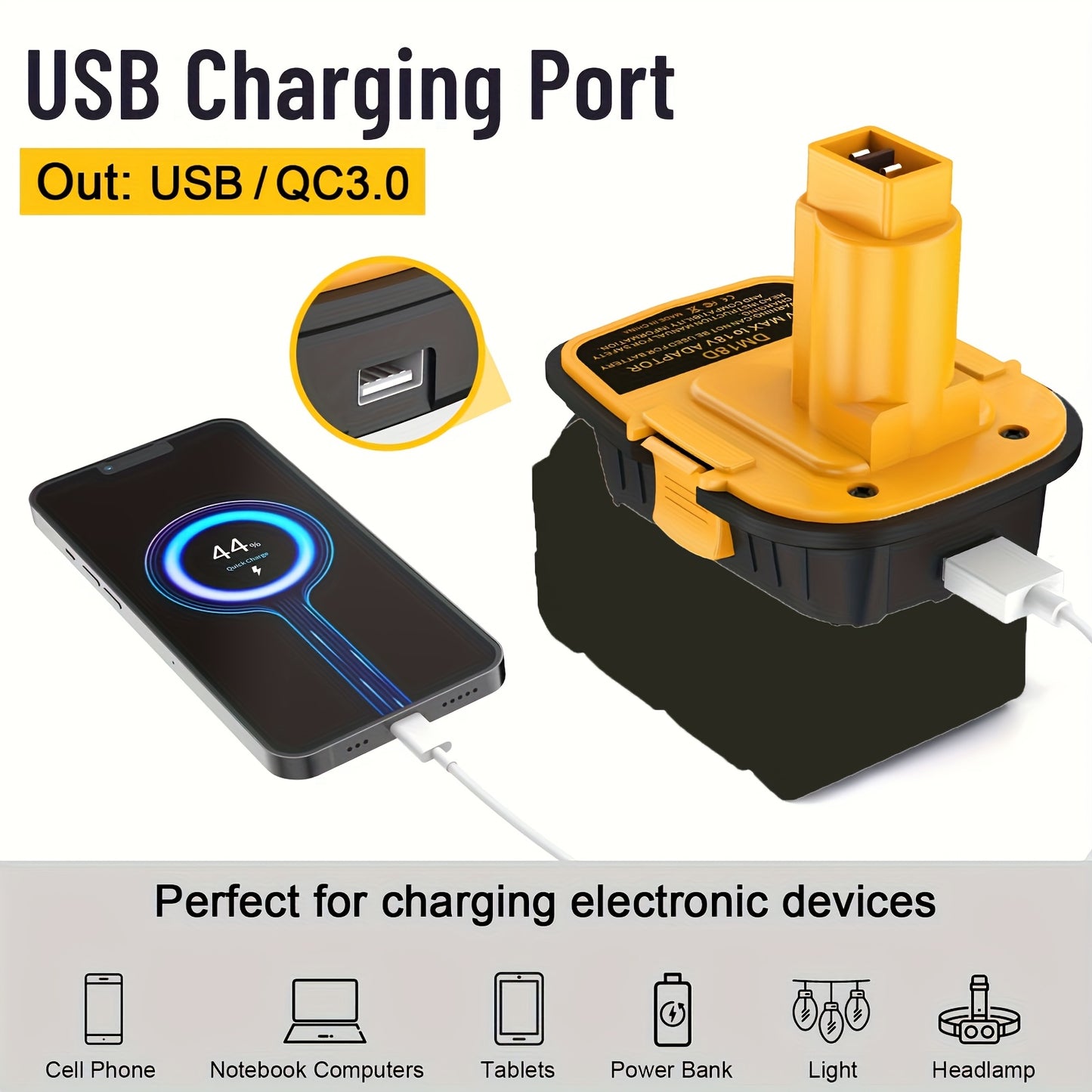 1/2/3pcs DM18D Converter/DW 18V to 20V Adapter w/USB Port/DW 18V Tools to DW 20V Li-ion Batteries