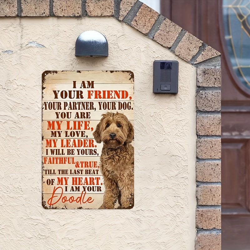 Poodle Dog Lover's Delight: 8" x 12" Vintage Metal Sign - 'I Am Your Friend, Your Partner'