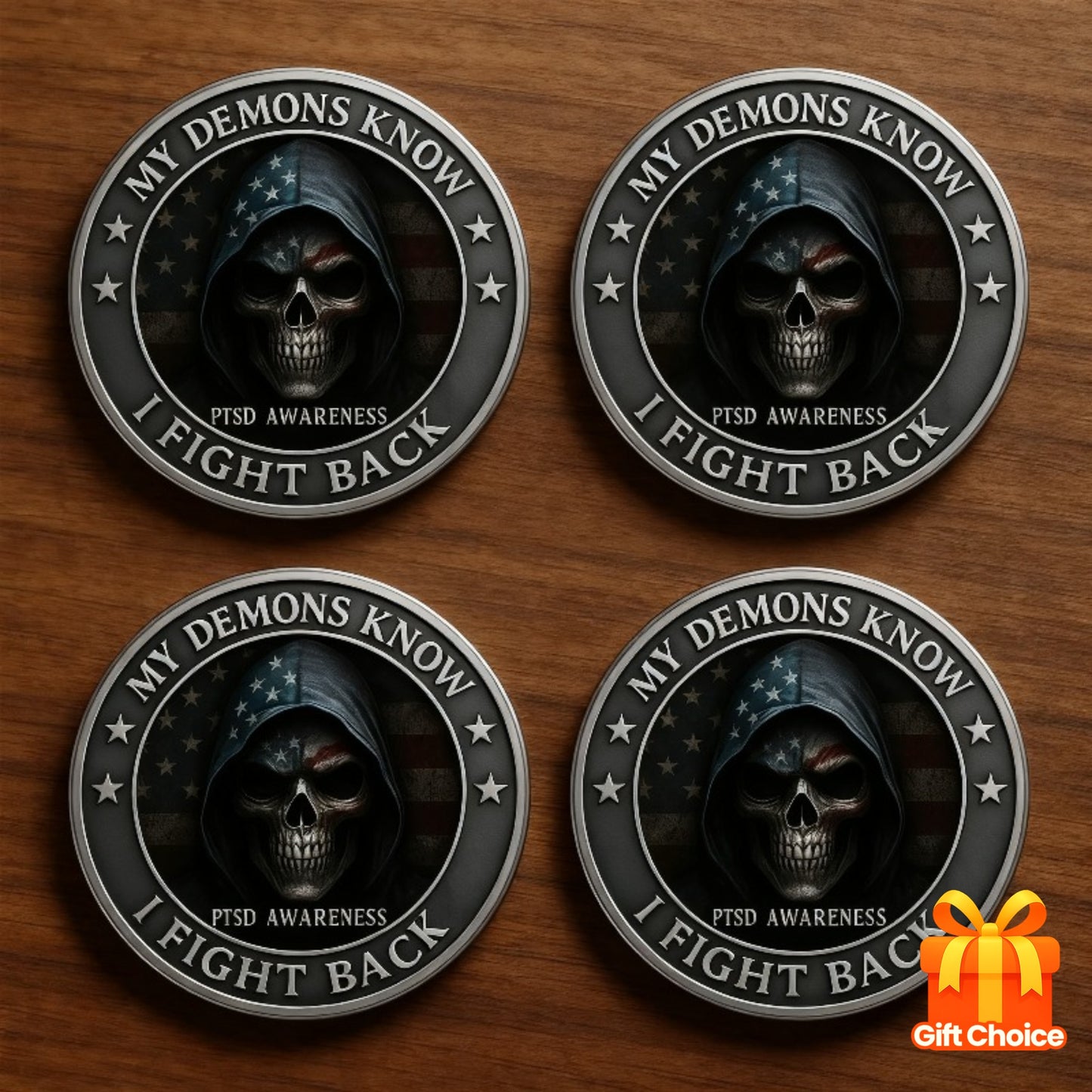 4pcs My Devil Knows to Fight Back - Anti-Fighter Trauma Disorder Awareness Commemorative Coin