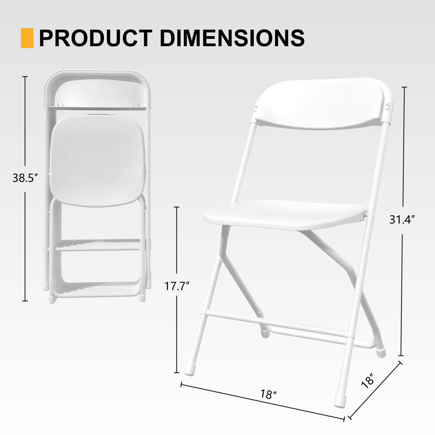 10-pack White Folding Chairs, Plastic Folding Chairs, Durable Indoor & Outdoor Wedding Party