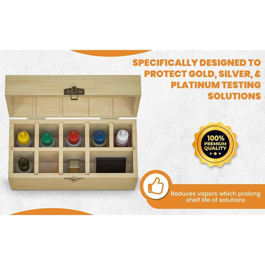 Gold Silver Sterling Jewelry Acid Testing Kit Tester Test Scrap with Bamboo Box
