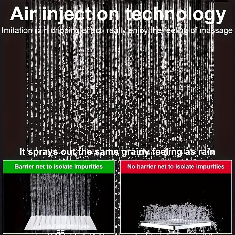 8 1/2" High Pressure Rainfall Shower Head/Handheld Shower Combo W/11" Extension Arm, 5 Settings