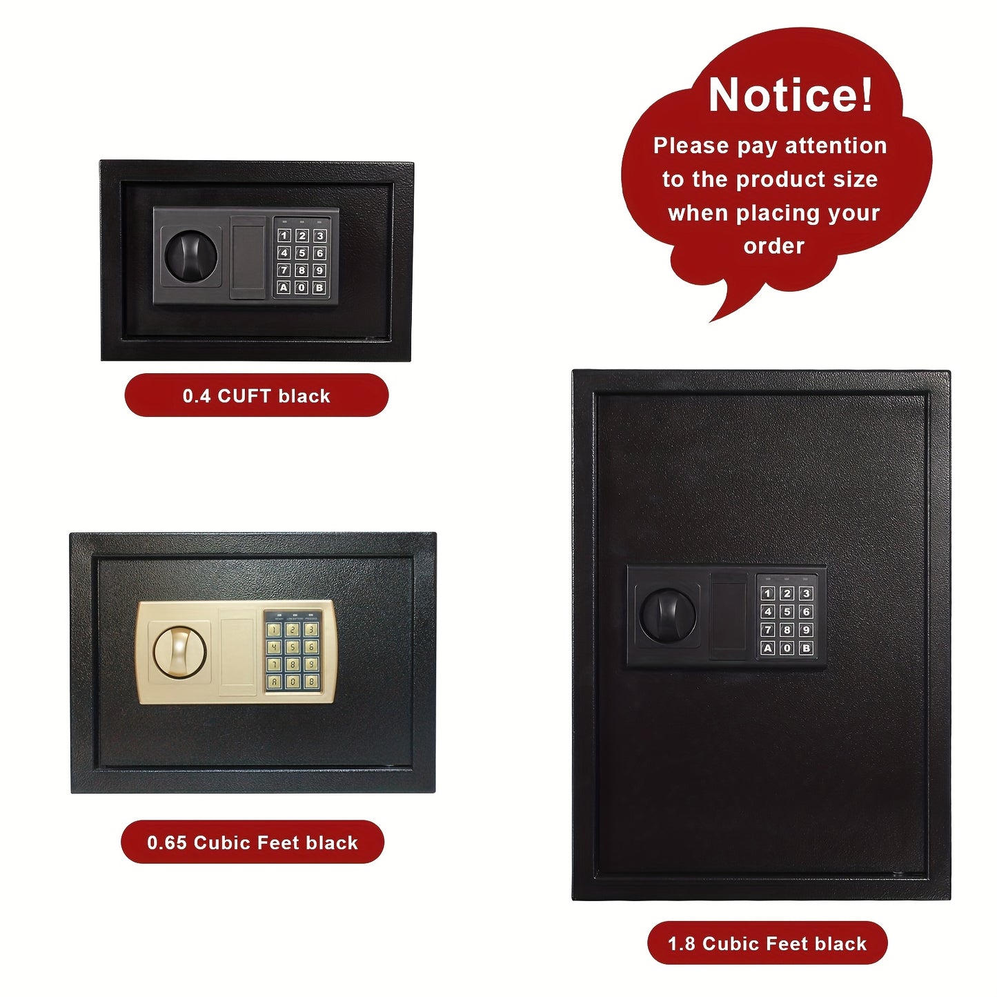 HOMEYUER Safe Box W/4pcs Led Sensor Light Inside, Key & Digital Lock/0.4 CF/12.2"W X 7.87"D X 7.87"H