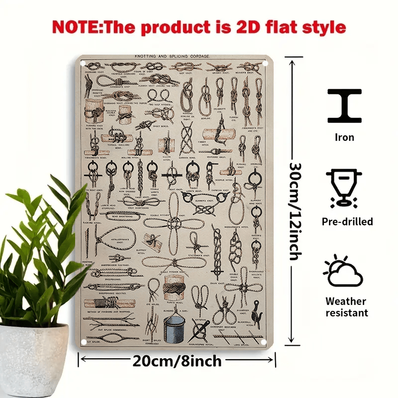 Knotting & Splicing Cordage Art Print- Alphabet Themed, Frameless Aluminum Wall Decor