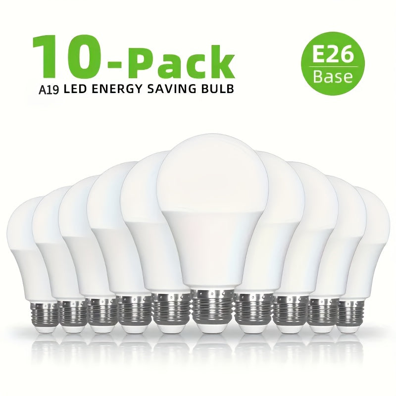 10 Pack A19 E26 LED Light Bulbs 1100 Lumens, 15,000 hrs, 100W, 85+ CRI Rendering, Non-Dimmable