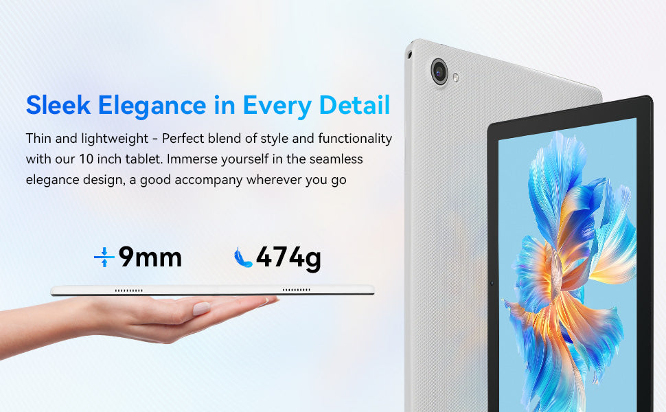 BESTSKI 10.1" Android 14 Tablet, Octa-core 10GB RAM 64GB ROM(Expand to 1TB), 5MP+8MP Dual Cameras