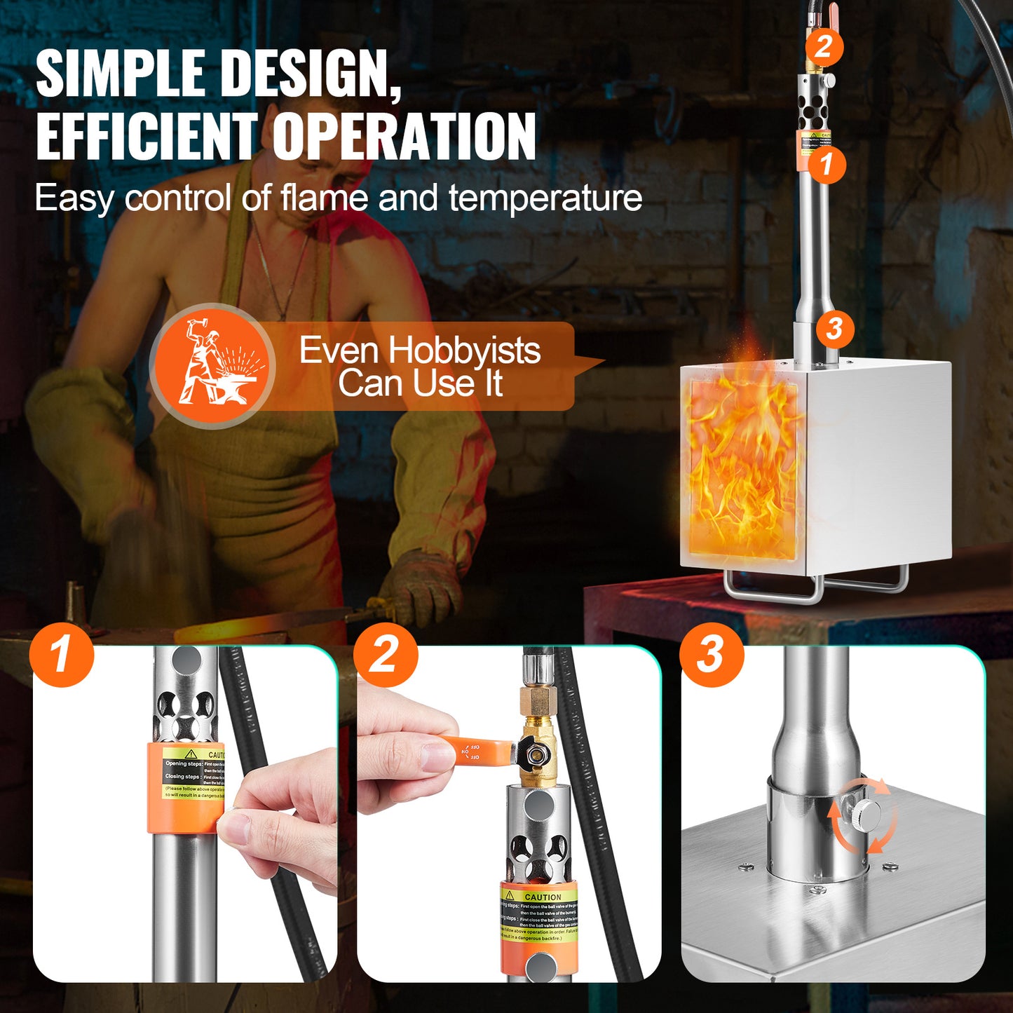 VEVOR Portable Propane Forge 1 Burner/2 Burner/3 Burner Farrier Forge 2600℉ Knife Metal Square