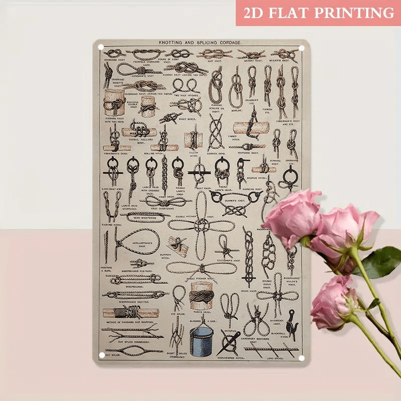 Knotting & Splicing Cordage Art Print- Alphabet Themed, Frameless Aluminum Wall Decor