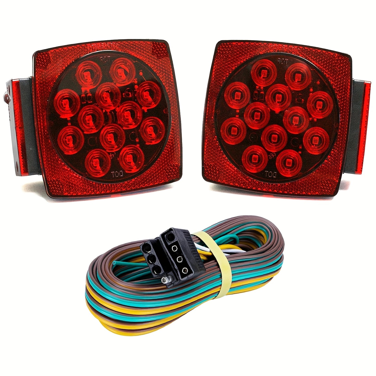 12V LED Trailer Lights, Red White/Stop Tail Turn Signal/Utility Trailer Lights for Under 80" RV-BOAT