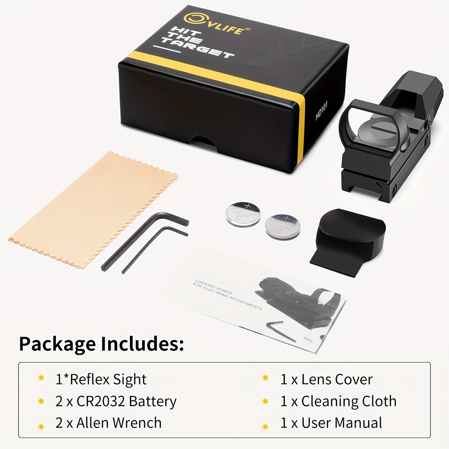 1X22X33 Red/Green Dot Gun Sight with 20mm Rail - Tactical Red Dot Sight, 4 Reticle Patterns