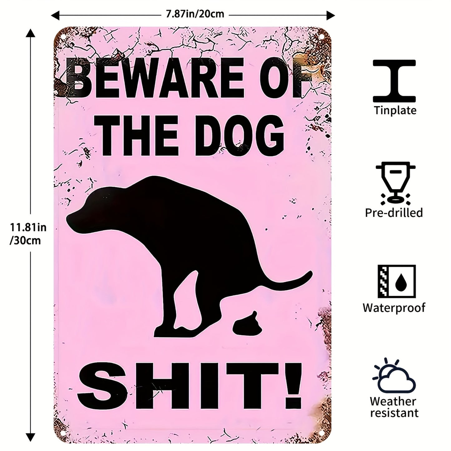 UV-Printed Tinplate Decorative Sign "Beware of Dog" - Humorous Outdoor Warning 7.87" x 11.81"