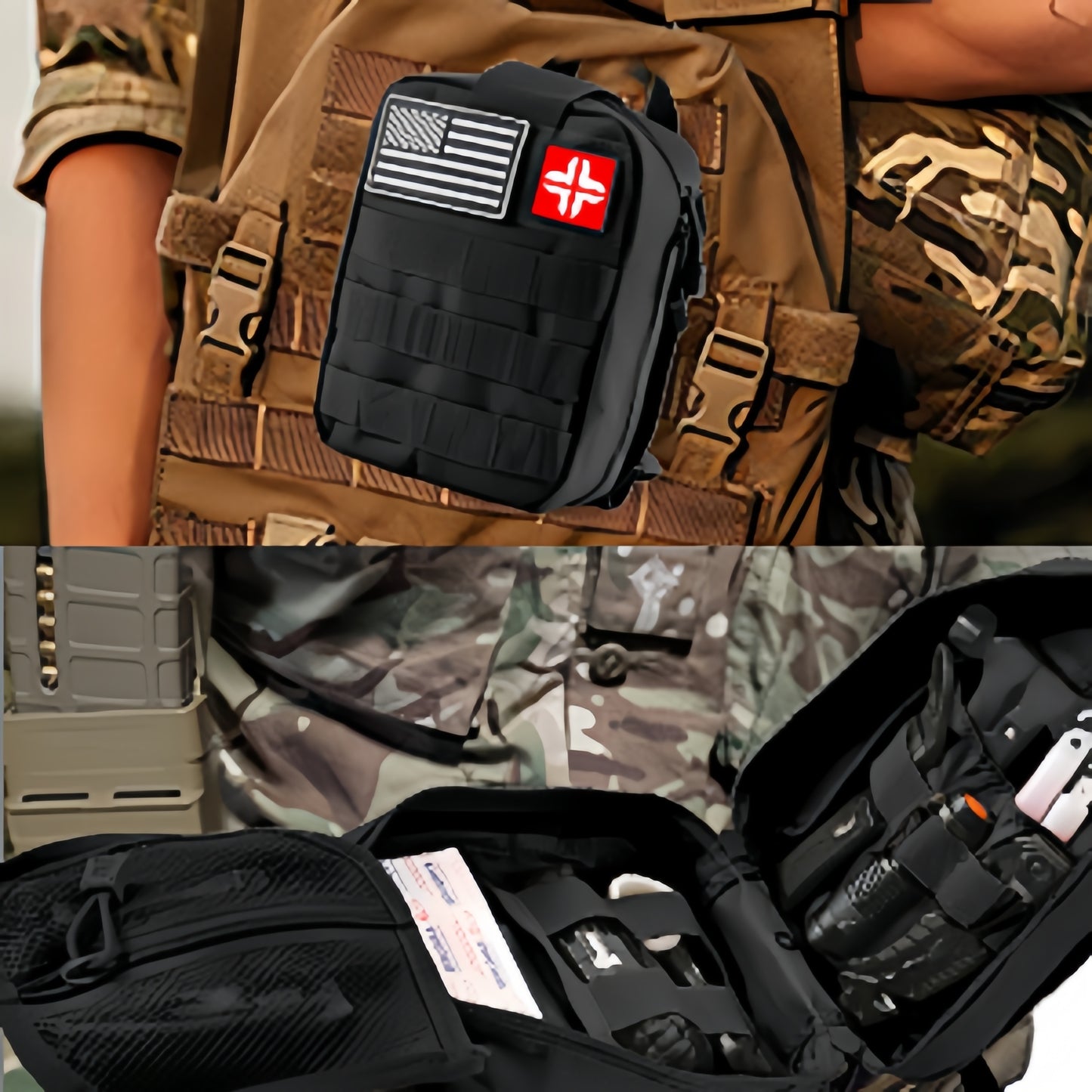 148-in-1 Professional First Aid Kit - Durable Nylon Construction, Normal Waterproof, and MOLLE Bag