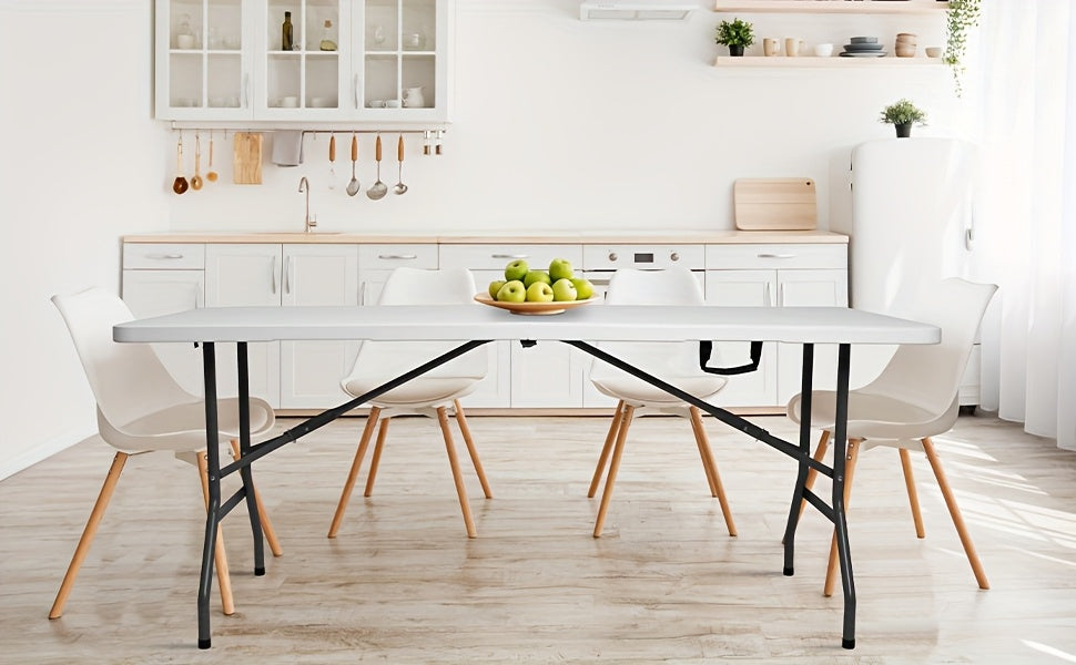 [Portable Folding Table] Portable 4ft/6ft Plastic Folding Table - White Dining Table