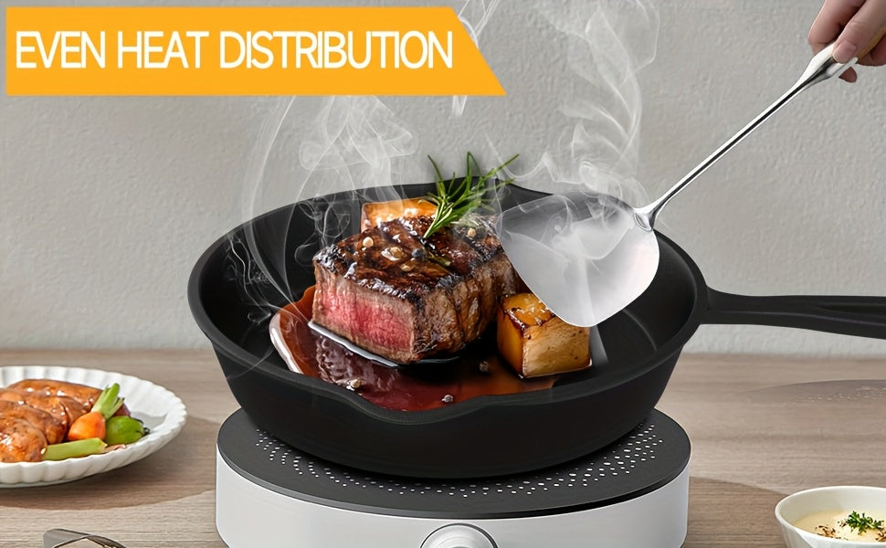 3pcs Non-Stick Cast Iron Skillet Set with Drip Spout - Perfect for Holiday Cooking, RV & Campfire