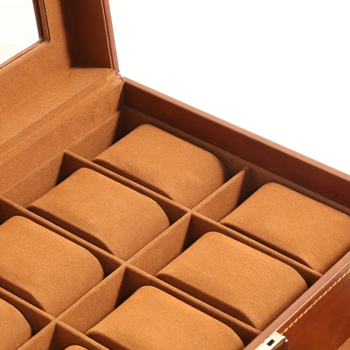 20-grid Double-layer Watch Box, Brown, Black, Gray Pillows, Solid Glass Cover,Collection And Display