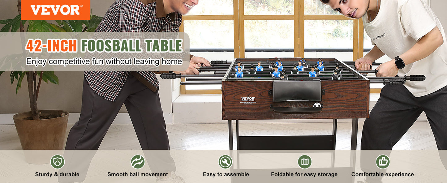 VEVOR 42 inch Folding Foosball Table Standard Size Foosball Table, Indoor Full Size Foosball Table