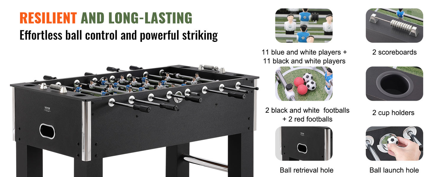 VEVOR Foosball Table Game 55in Soccer Tabletop Standard Size Tabletop Soccer w/Foosball Table Set