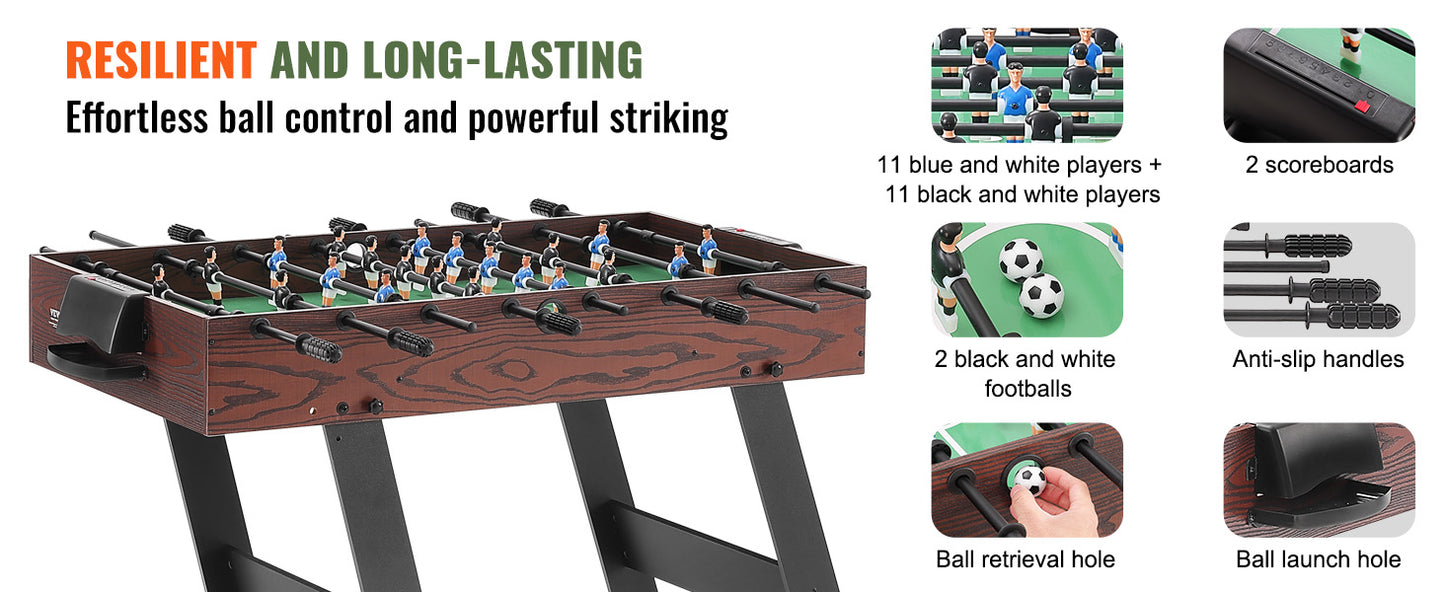 VEVOR 42 inch Folding Foosball Table Standard Size Foosball Table, Indoor Full Size Foosball Table