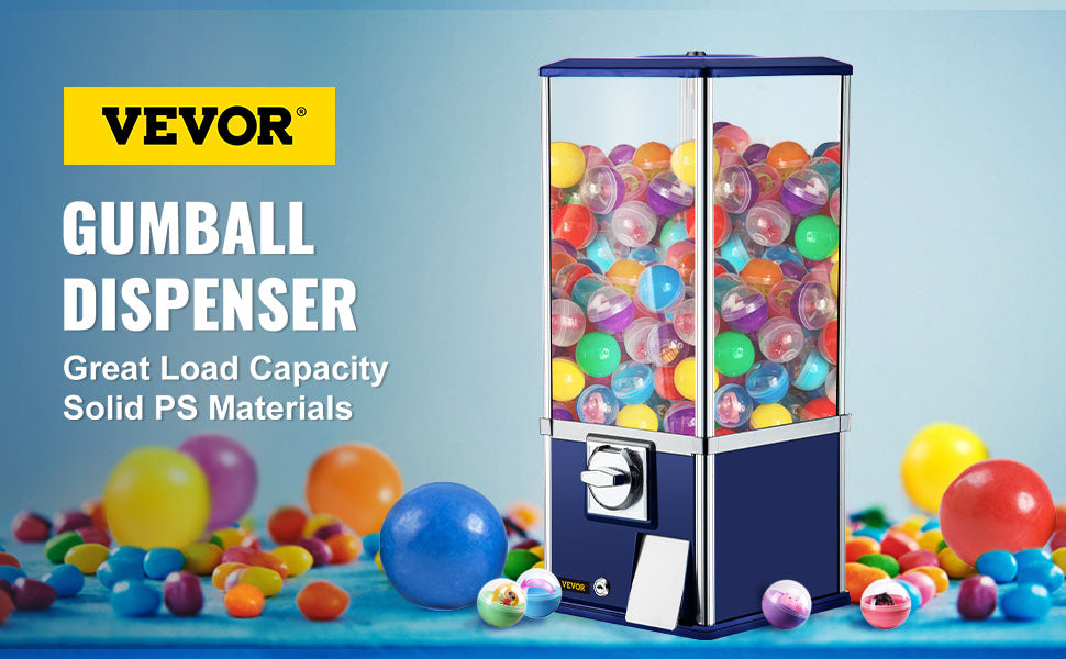 VEVOR 25" Vending Machine Candy Gumball Machine Huge Load Capacity Gumball Bank, Candy, 25 cent Coin