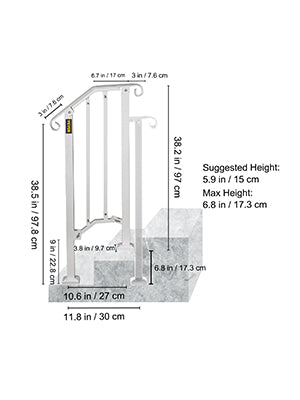 VEVOR Handrail Picket #1/2/3/4/5 Fits 1 to 5 Steps White Black Wrought Iron Stair handrail with Kit