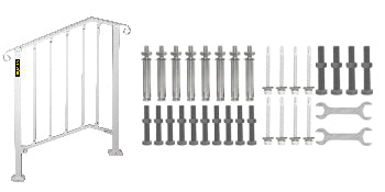 VEVOR Handrail Picket #1/2/3/4/5 Fits 1 to 5 Steps White Black Wrought Iron Stair handrail with Kit