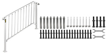 VEVOR Handrail Picket #1/2/3/4/5 Fits 1 to 5 Steps White Black Wrought Iron Stair handrail with Kit