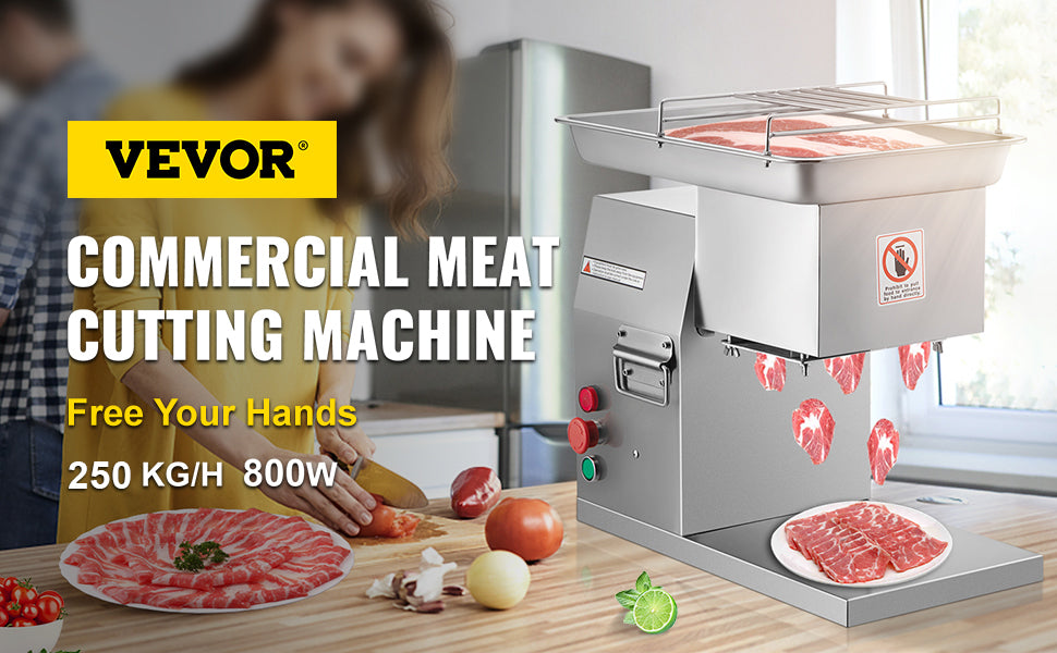 VEVOR 250Kg/H Electric Meat Slicer Stainless Steel 3mm Blades Meat Cutter Grinder