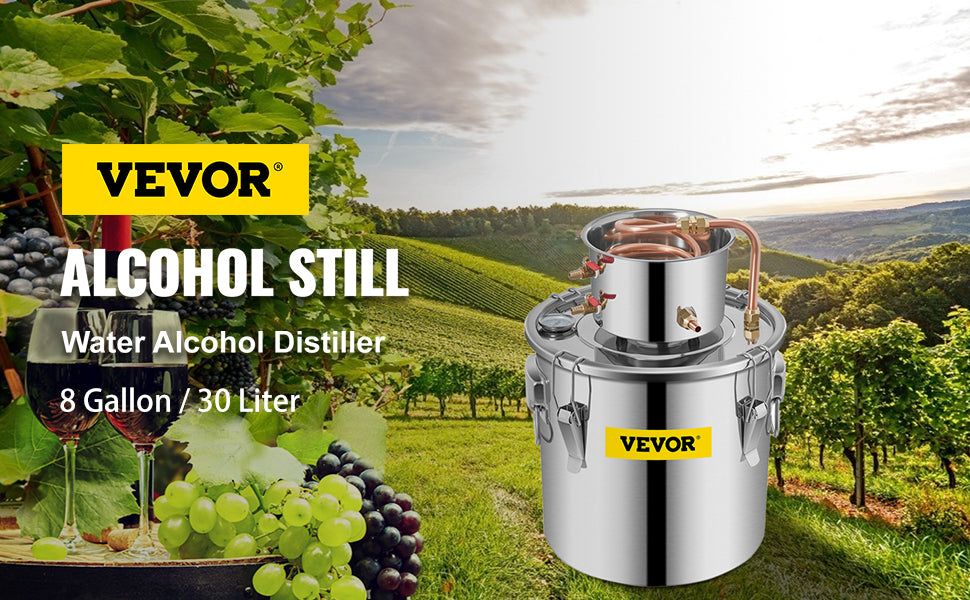 VEVOR 3 5 8 Gal Alcohol Distiller/Moonshine Stainless Copper DIY Home Brew Water Wine Brewing Kit