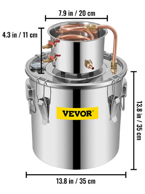 VEVOR 3 5 8 Gal Alcohol Distiller/Moonshine Stainless Copper DIY Home Brew Water Wine Brewing Kit