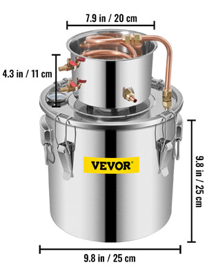 VEVOR 3 5 8 Gal Alcohol Distiller/Moonshine Stainless Copper DIY Home Brew Water Wine Brewing Kit