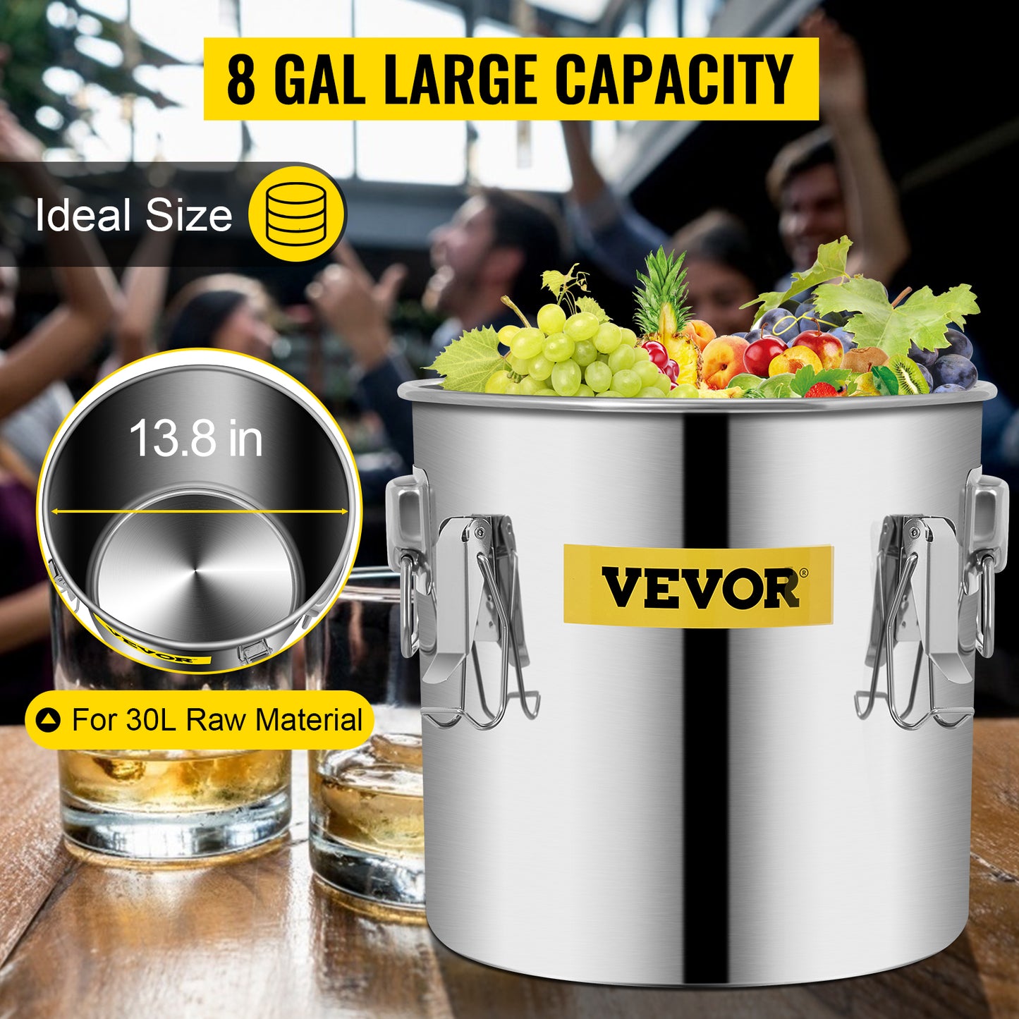 VEVOR 3 5 8 Gal Alcohol Distiller/Moonshine Stainless Copper DIY Home Brew Water Wine Brewing Kit