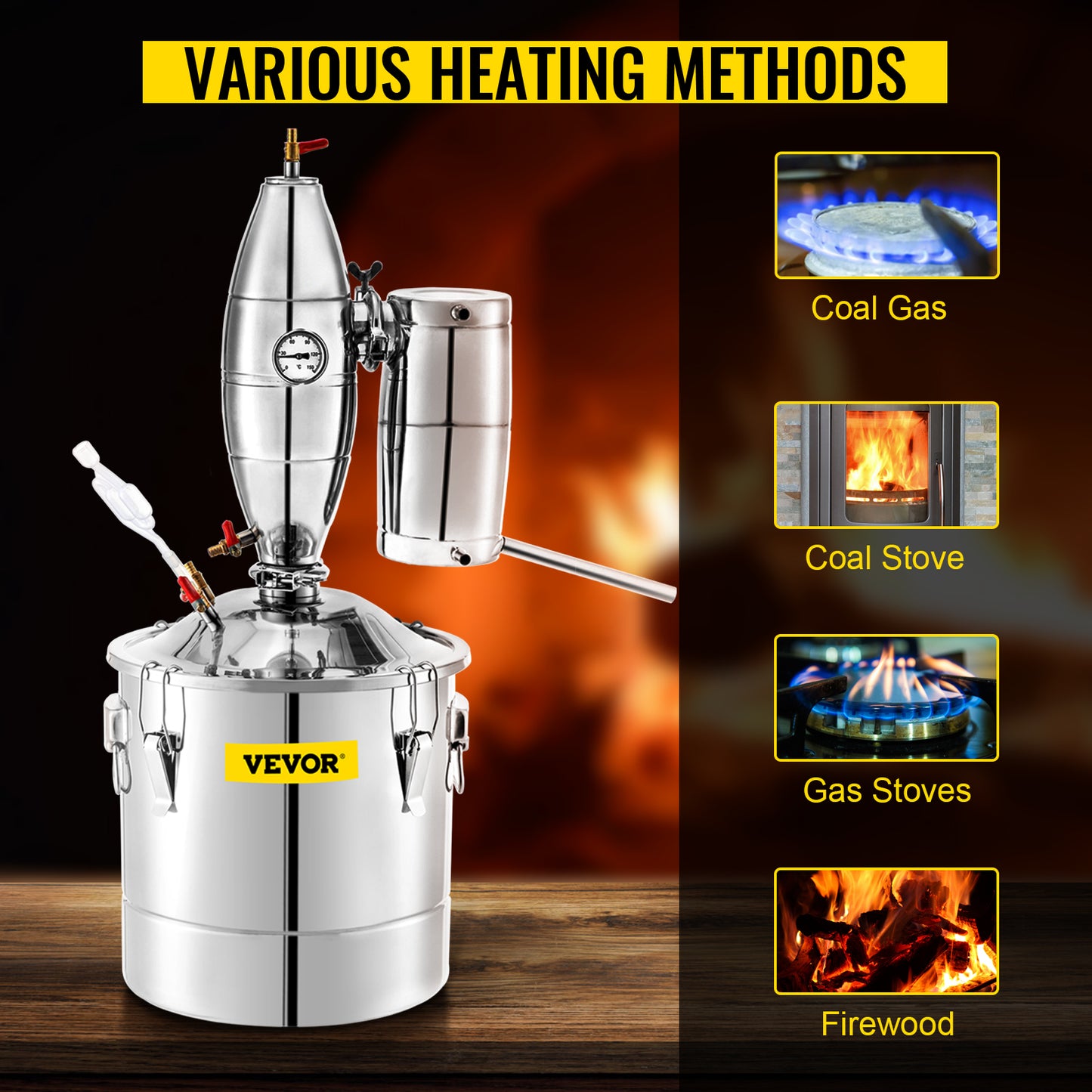 VEVOR 20L 30L 50L 70L Alcohol Distiller Machine Beer Brewing Equipment DIY Wine Moonshine Dispenser