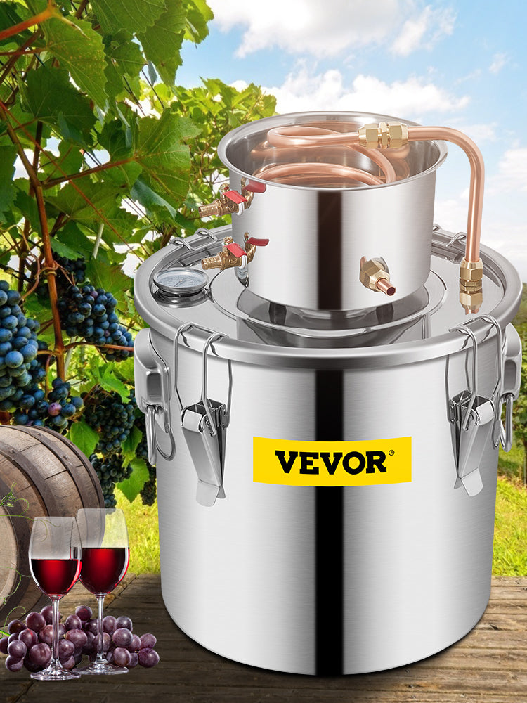 VEVOR 3 5 8 Gal Alcohol Distiller/Moonshine Stainless Copper DIY Home Brew Water Wine Brewing Kit