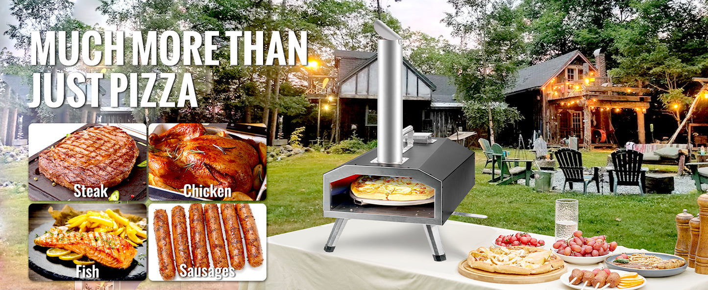 VEVOR Multi-fuel Outdoor Pizza Oven,12/13/16 inch Wood Fired & Gas Pizza Maker Portable Pizza Ovens for Outside Backyard Camping - My Store