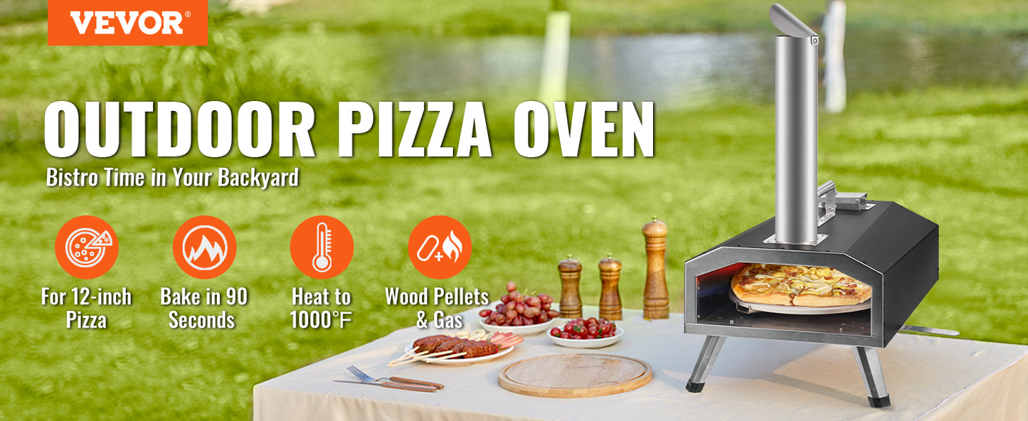 VEVOR Multi-fuel Outdoor Pizza Oven,12/13/16 inch Wood Fired & Gas Pizza Maker Portable Pizza Ovens for Outside Backyard Camping - My Store