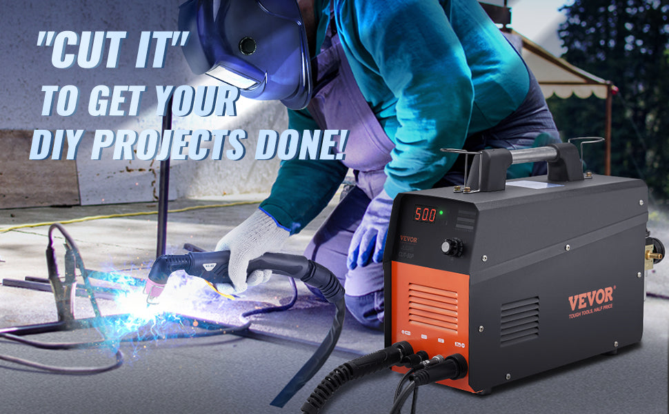 VEVOR Plasma Cutter 50Amp Non-Touch Pilot Arc Air Cutting Machine 110V/220V Dual Voltage AC IGBT