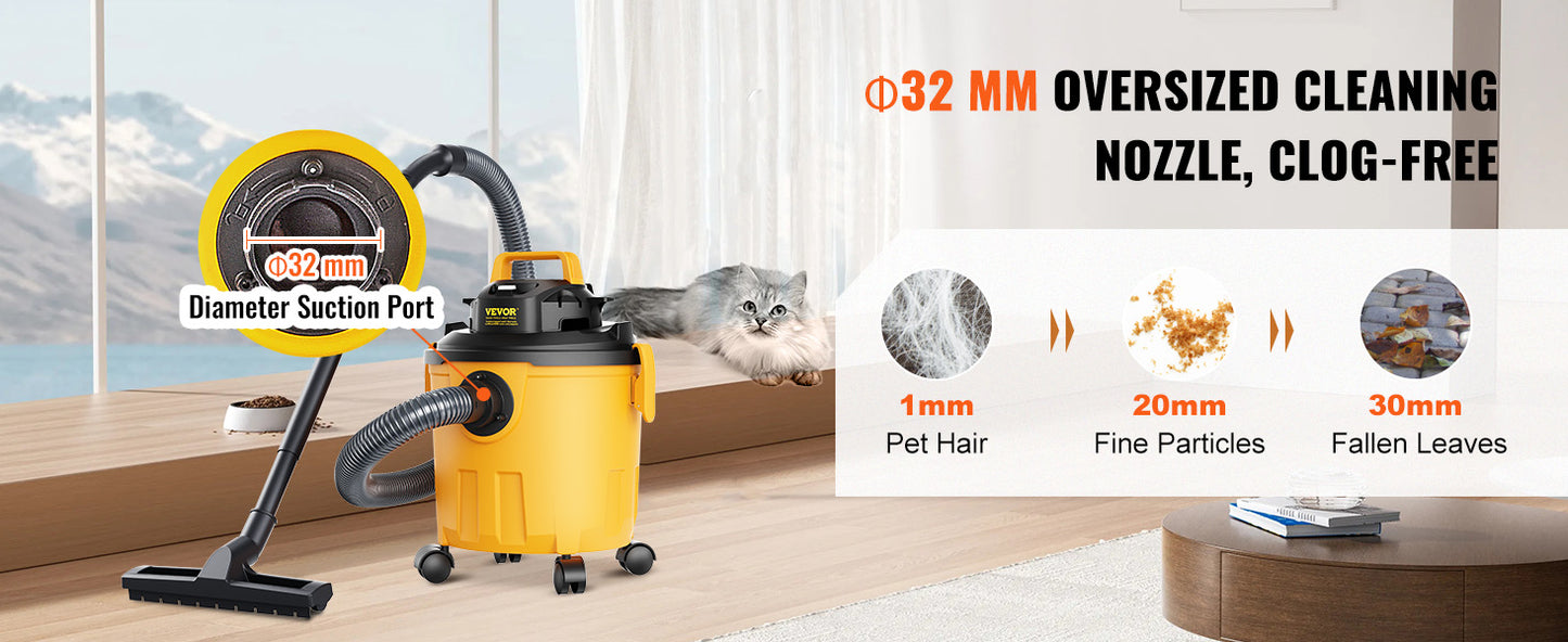 VEVOR Shop Vacuum Wet And Dry 5 Gallon 6 Peak HP Wet/Dry Vac Powerful Suction w/Blower Function