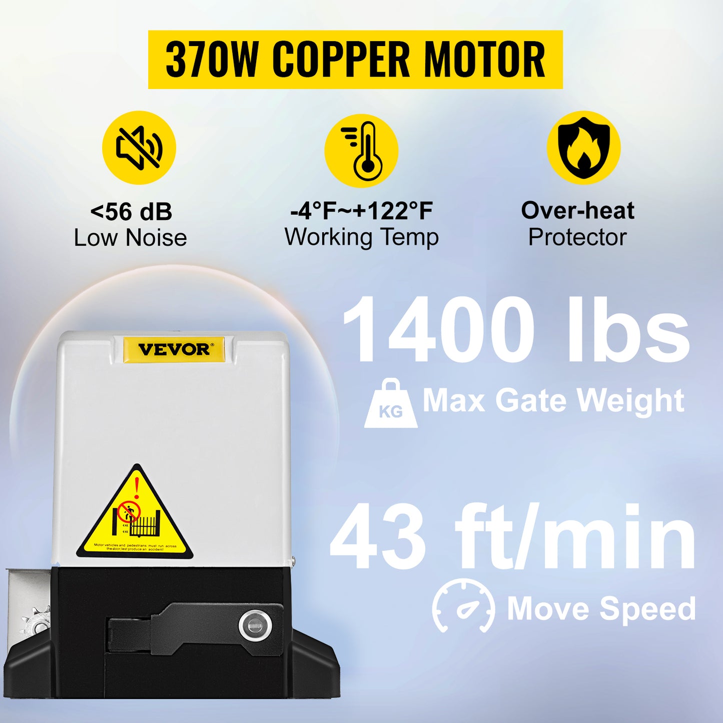 VEVOR Sliding Gate Opener Electric Operator AC600 1400 lbs with 2 Remote Controllers Move Speed 43 ft Per Min