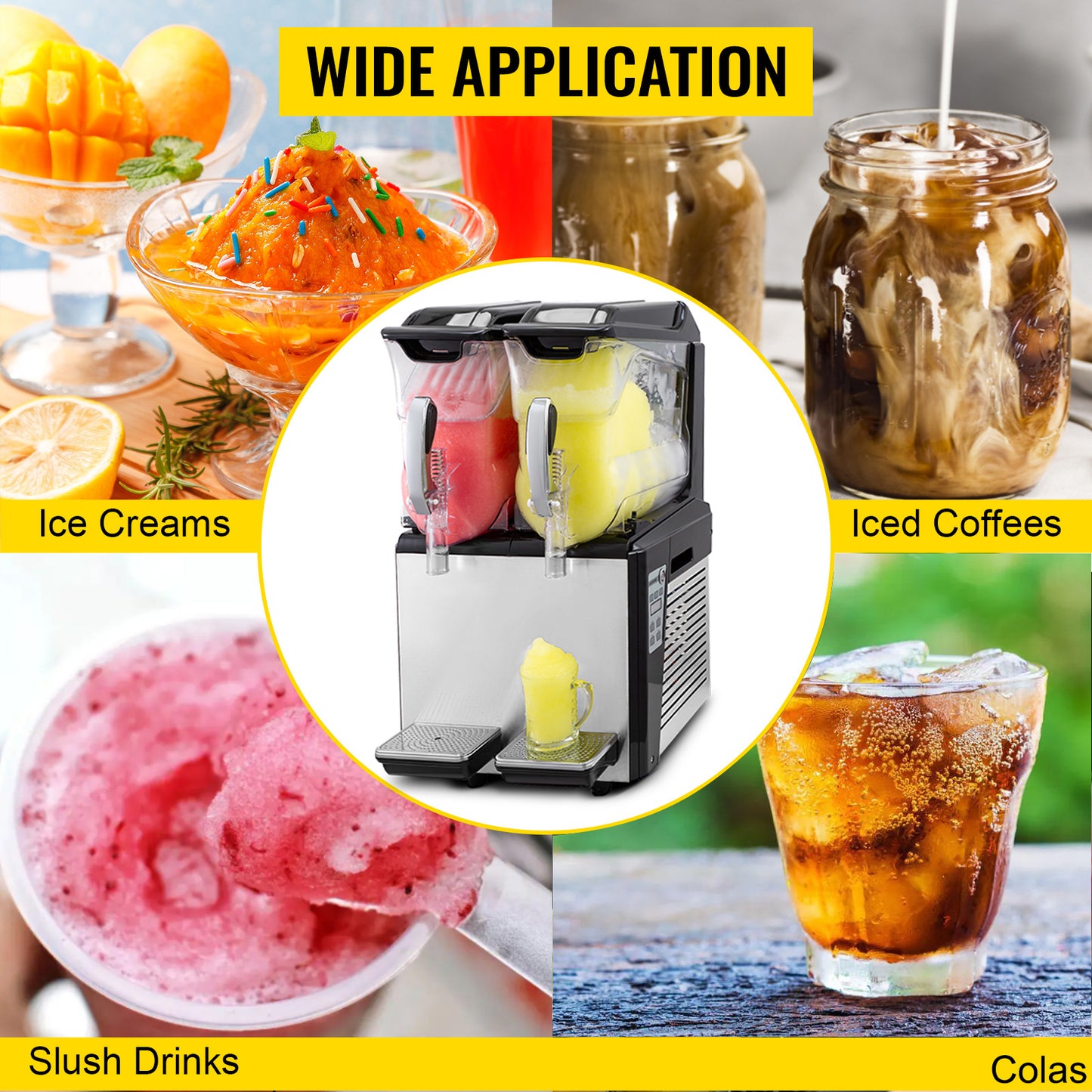 VEVOR 10L 20L 30L Slushie Machine Commercial Ice-Cool Juice Smoothie Slush Maker Frozen Drink