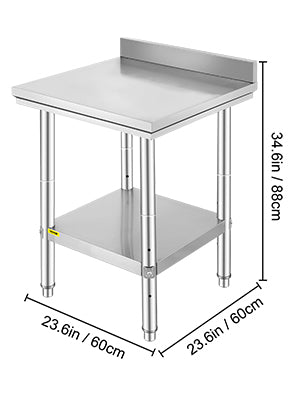 VEVOR Kitchen Work Bench Commercial Catering Worktable w/Undershelf Stainless Steel 330LBS 286LBS