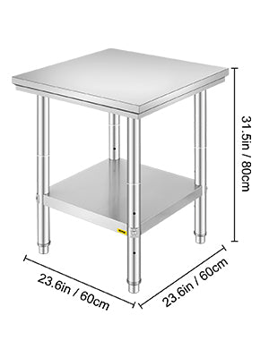 VEVOR Kitchen Work Bench Commercial Catering Worktable/Undershelf Stainless Steel 330LBS 286LBS