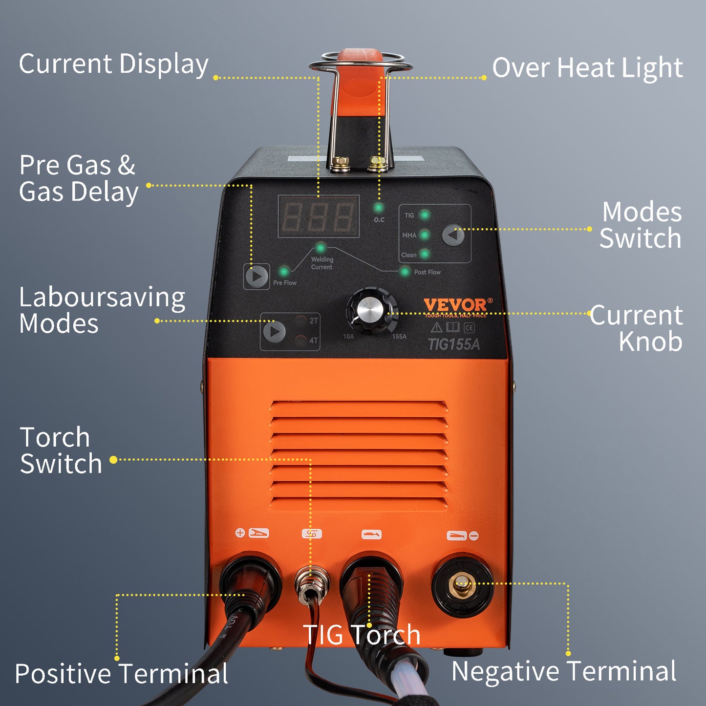 VEVOR 155A 3 in 1 TIG Welder AC110V 3 in 1 Multifunctional HF TIG ARC Clean IGBT Inverter Welding