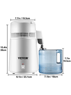 VEVOR 4L Water Distiller Purifier Filter Dispenser Heating Drinking Bottle Softener 304 Stainless