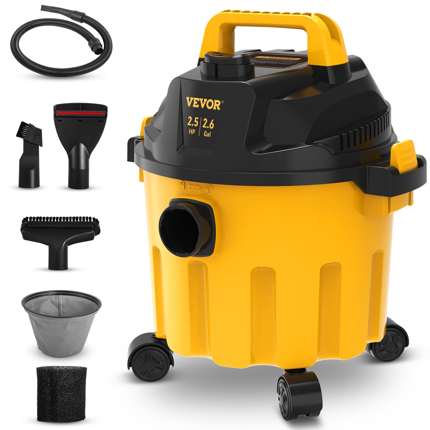 VEVOR Wet Dry Vac 2.6 Gallon 2.5 Peak HP 3 in 1 Portable Shop Vacuum w/Blowing Function